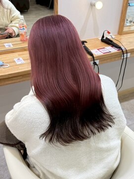 ポイントファイブバイソレイユ 藤沢店(.5 by SOLEIL) カシスレッドルーツカラーエンドカラーブリーチダブルカラー