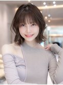 チョコグレージュ/20代30代大人かわいい/ミディアムレイヤー