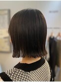 切りっぱなしボブ/刈り上げボブ/くすみベージュ