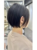 大人可愛い20代30代40代黒髪前下がりショートボブ丸みショート◎