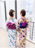 着付けにシニヨンヘアー