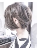 【Marl外国人風カラー】グレージュカラーのショートボブ
