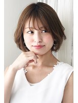 ★30代40代50代イメチェンマロンベージュ前髪小顔Aラインボブ