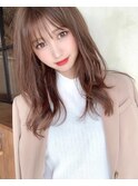 小顔シースルーロング（デザインカラーローライト厚めバング