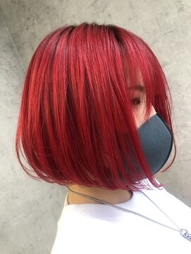 ノア ヘアデザイン 町田店(noa Hair Design) 赤髪ボブ