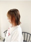 デザインカラーでオレンジカラー♪ブリーチ×1で出来ますよ!