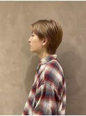 センターパート/ミルクティーベージュ/メンズカット/渋谷