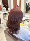ブリーチなしチェリーピンク×ミディアム stylistすずか