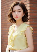 20代30代40代ウェーブヘアマロンベージュくせ毛風ボブパーマ