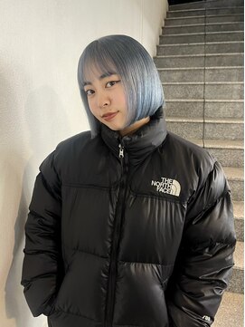 レコ 渋谷(LECO) アイスホワイトブルーボブハイトーンケアブリーチボブ