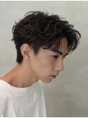 原宿シャドウパーマスパイラルパーマメンズカットセンターパート