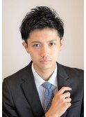 くせ毛風パーマソフトツーブロックトランクスヘアビジネス