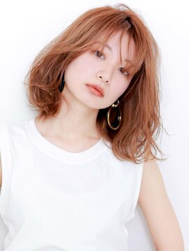 ラフィスヘアーシェア 野田阪神店(La fith hair share) 【La fith】 オレンジベージュ×ふんわりボブ