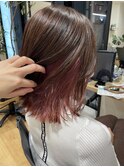 お勧め◎肩ボブ暖色系ピンクインナーカラー