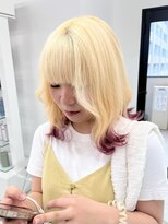 リル 溝の口(LiL) 抜きっぱなしブロンド×裾カラーピンク！