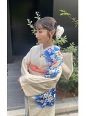 振袖ヘア　着物ヘア　タイトシニヨン　タイトアレンジ　カチモリ