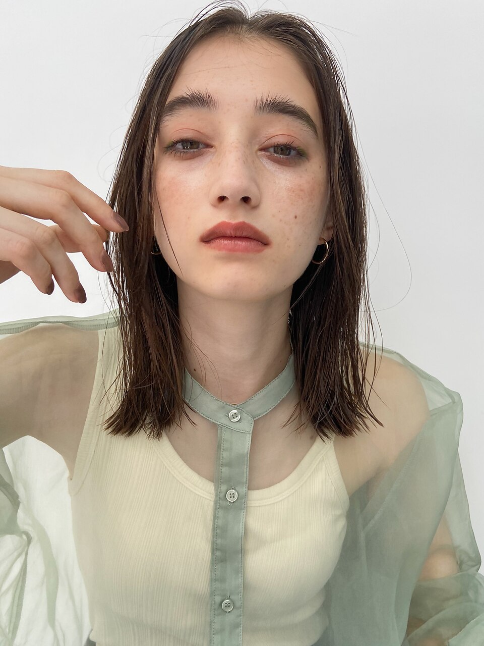 ピンクベージュ/表参道/原宿/ミディアムボブ