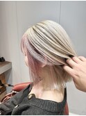 透明感ホワイトベージュフェイスフレーミングピンク/ブリーチ