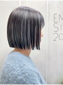 ワンレンボブ前下がりショート内巻きワンカール鎖骨ミディアム