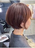 ピンクブラウン×春ショート