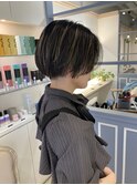 黒髪ハイライトミニボブ刈上げ２ブロック赤羽美容室