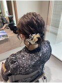 ボブでもできる。アップスタイル