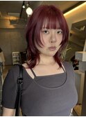 レイヤーカット/ハッシュカット/ウルフカット/レッドカラー