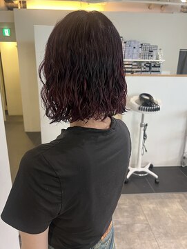 カフ(CAF) CAF松本/ボブパーマ、ボルドーカラー