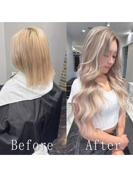 あるじゃんすー 渋谷店 ミルクティーベージュ×ホワイト#シールエクステ#韓国#渋谷