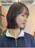 栄カットカラー透明感ナチュラルボブ　オリーブブラウン