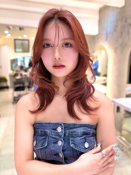 ロンドイディールバンダイ 新潟万代(Lond ideal) ミディアムレイヤーオレンジベージュウルフハッシュ