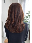 大人セミロングレイヤー　巻き髪　朝楽　髪質改善