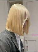 18627_金髪ホワイトブロンドミルクティーベージュレイヤーボブ