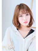 大人かわいい 毛先パーマ 小顔 ひし形ボブ