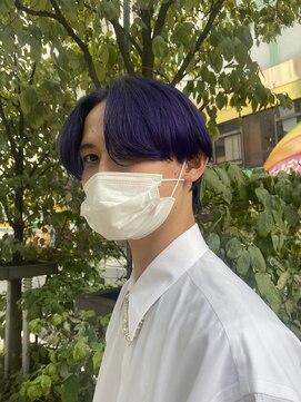 ダブル(W) 韓国風センターパート×ディープパープル