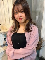 アトリエ エス atelier es HAIRDESIGN&nbsp;韓国風ロブヘア/インナーカラー/イヤリングカラーレイヤーカット