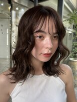 メゾンアクア 表参道(Maison ACQUA)&nbsp;小顔ミディアムパーマボブルフワンレンネビージュボブパーマ黒髪