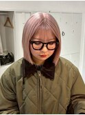 デジタルパーマチェリーブラウンハイライトマッシュウルフ