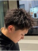 刈り上げアップバングスパイキーショートパーマスパイラルパーマ