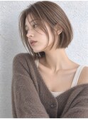 船橋駅キャラメルブラウン丸みミニボブ柔らか艶髪スタイル