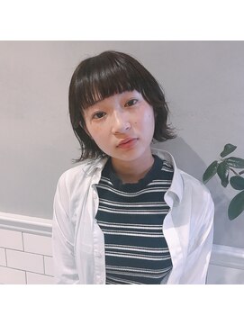フェンヘアーアイス 中目黒(Fen.hair ici) 切りっぱなしボブ 黒髪 パッツン前髪