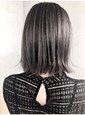 シアーグレー_マニッシュショートネイビーカラーフレンチボブ