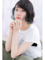 ミック ヘアアンドビューティー 大山店(miq Hair&Beauty) くせ毛風カールミントグリーンカラー大人ガーリー外ハネボブc1