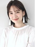 前髪あり　小顔　ミディアム　ボブ　外ハネ　伸ばしかけボブ