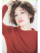 小顔ショートボブ丸みショート×アッシュオリーブネイビーグレー