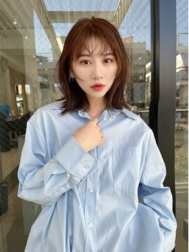 ミンクス 原宿店(MINX) レイヤーカット ウェットヘア オリーブベージュ 大人ヘア 原宿