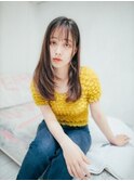 ワンカールスタイル前髪あり前下がりレイヤーボブモテ前髪