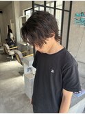 センターパートマッシュウルフ 波打ちスパイラル
