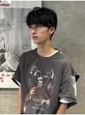 スペインカールスパイキーショートブルーブラックフェザーパーマ