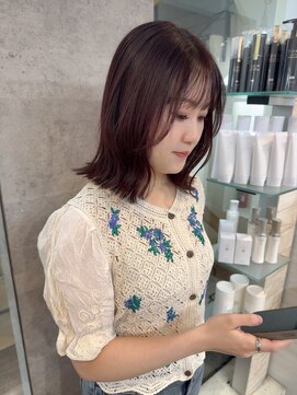 ハイル(KHAIR) 《切りっぱなしボブ梅田/暖色カラー/ワインレッド》